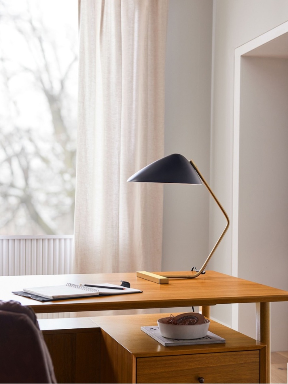 West Elm Black & Brass Mid Century Modern Table Light